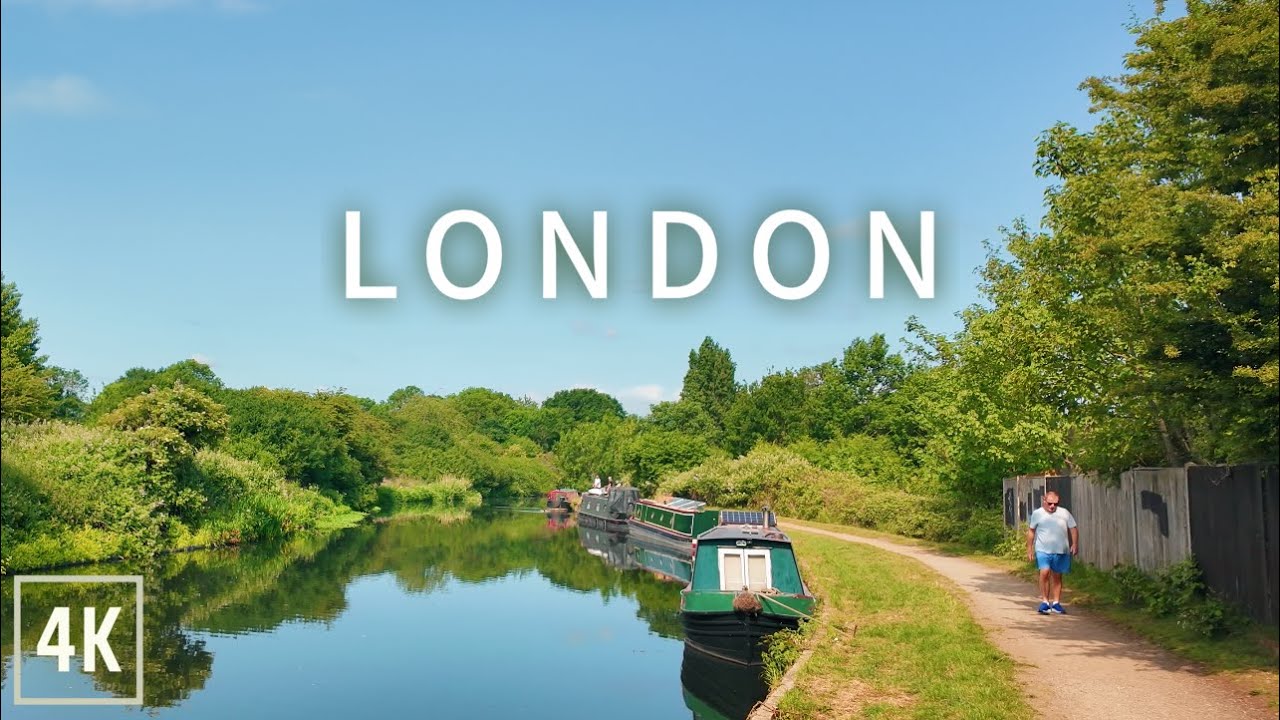 London Walk Along Grand Union Canal from Chiswick to Southall 4K