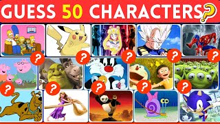 Guess 50 Cartoon Characters  From Easy to Expert Challenge! Wealth