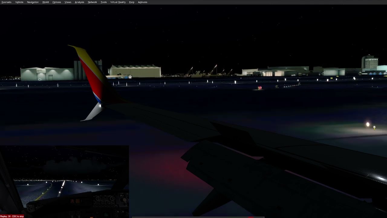 Southwest Boeing 737-800 night landing in Los Angeles (KLAX - 24R) P3D