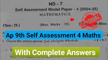 Ap 9th class maths self assessment 4 💯real model paper 2025|9th class Fa4 maths question paper 2025