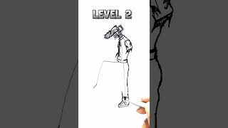 Level 1 to 5 🤯 Chainsaw stickman speed drawing #shorts #anime #drawing #chainsawman