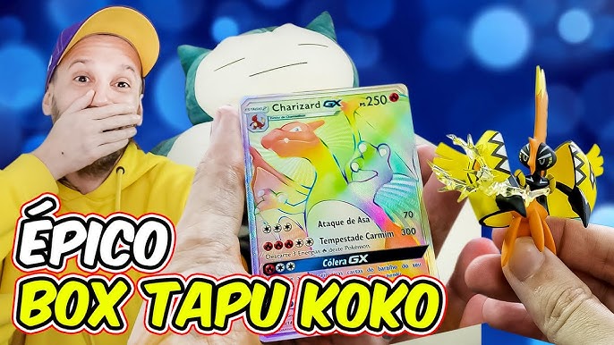 Cartas Pokemon - BOX COLEÇÃO COM MINIATURA TAPU KOKO - Carta Prisma  Promocional