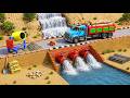 DIY Mini Tractor Builds a Brick and Cement Bridge After the Storm | Science Project