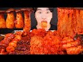 MUKBANG ASMR | SPICY MARA MUSHROOMS 🍄🔥 *FIRE SAUCE 불닭 마라 버섯 모듬 먹방 팽이버섯 ENOKI MUSHROOM EATING SOUNDS