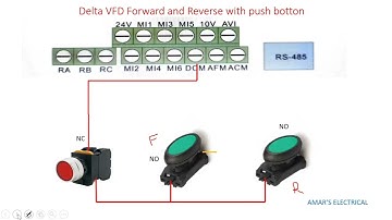 Delta vfd Forward and Reverse connection start stop connection with push botton.