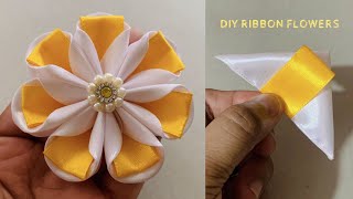 Amazing Ribbon Flower / Easy Flower Making / Ribbon Tricks / Sewing Hacks/ Flor De Fita De Cetim
