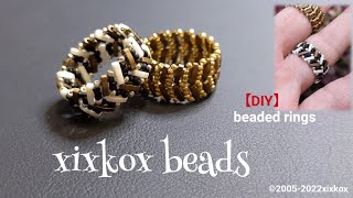 【DIY】xixkox beads MIYUKIクォーターティラビーズ(QuarterTILA Beads)とシードビーズ(Seedbeads)のリング【easy】【 simple】