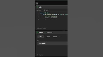 "leetcode: 387. First Unique Character in a String" #shorts #short #ytshorts