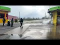 Rescuers take cover as Russian drones attack Kharkiv