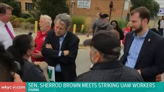 WATCH | Sen. Sherrod Brown meets with UAW workers as GM strike continues