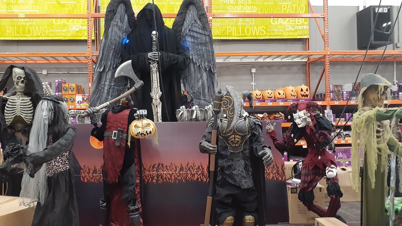 HOME DEPOT Halloween 2021 Animatronics, Skeletons, Flaming Pumpkins