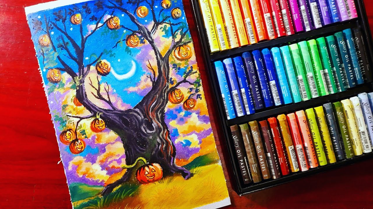Halloween drawing, Halloween oil pastel drawing, Easy oil pastel ...