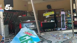 Car crashes through Mulberry gas station
