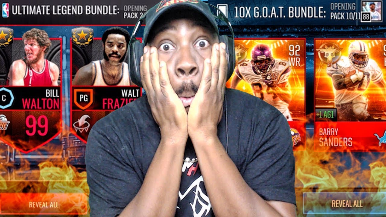 NBA LIVE MOBILE & MADDEN MOBILE 18 PACK OPENING IN 1 VIDEO! New Ultimate Legends & G.O.A.T. Players