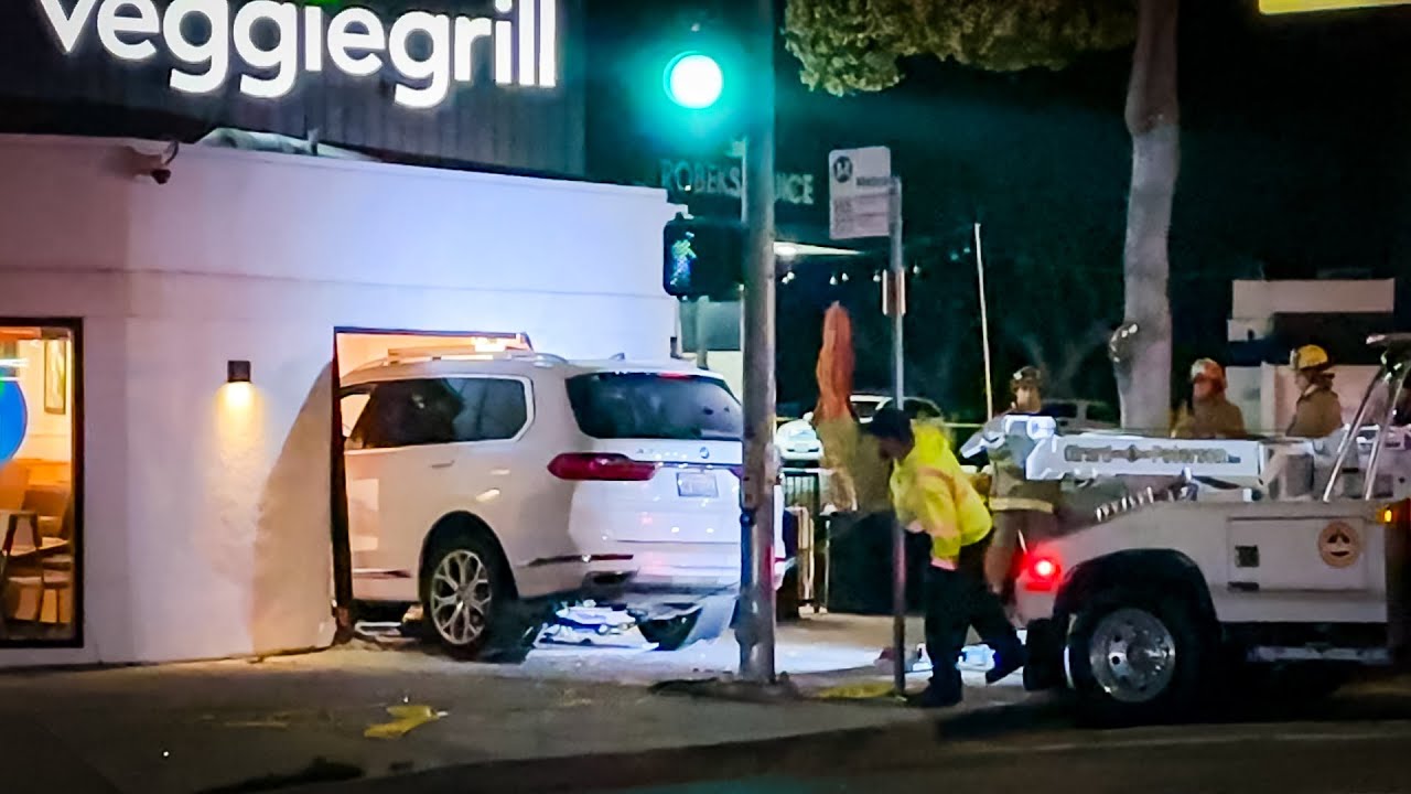 Unbelievable Parking Fail in LA: Car Crashes Into Restaurant - YouTube