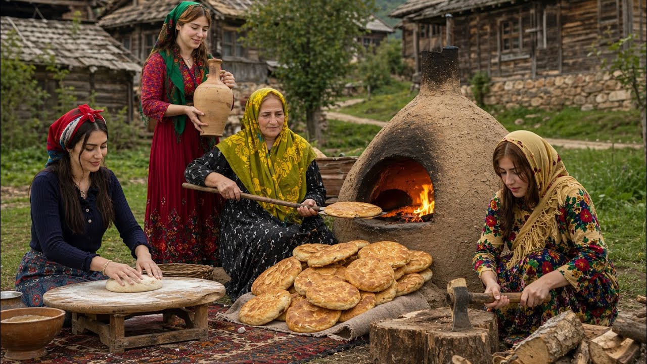 Traditional Village Cuisine: Baking Sweet Halva Bread in a Clay Oven