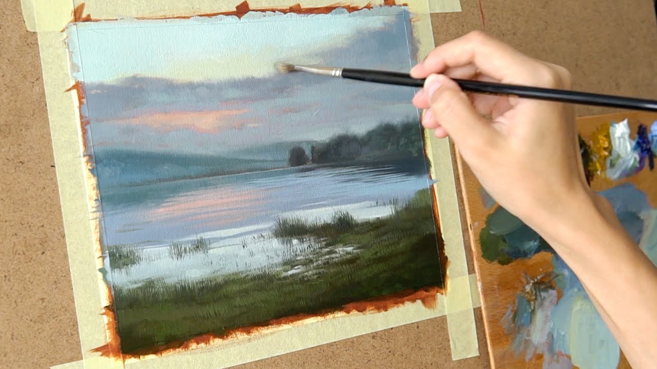 ⁣Масляная живопись для начинающих. Рисуем пейзаж  #3   Art tutorial . Oil painting