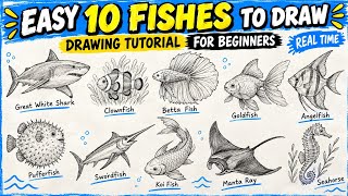 Draw With Me • 10 Fish on One Page • Real Time
