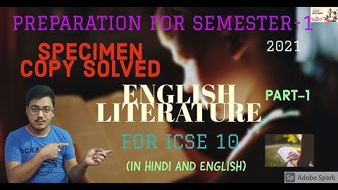 Specimen Paper 2021 for Class 10 !! [English Literature] ICSE "SEMESTER 1" Solved MCQ