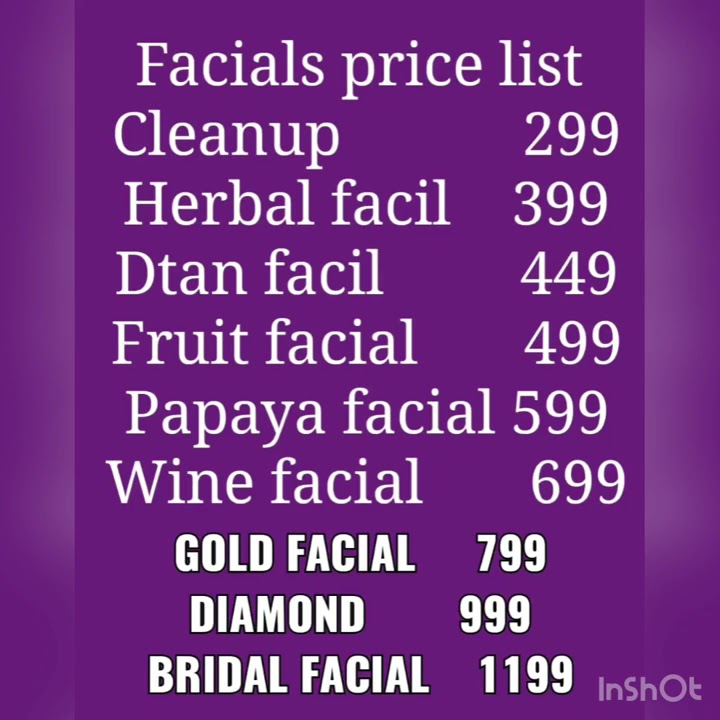 Dreams beauty parlour price list 💫💫