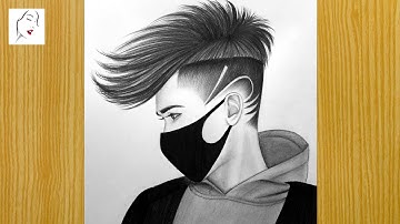 A Boy with Mask Sketch for beginners | How to Draw a Boy | boy hair drawing | The Crazy Sketcher