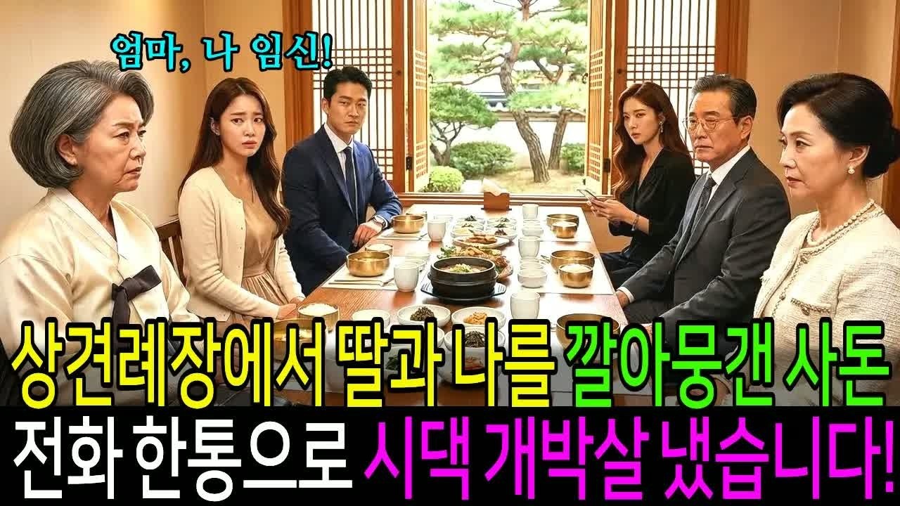 상견례 자리에서 임신한 내 딸을 조롱하던 예비 사돈, 전화 한 통에 시댁 전체가 무너진 이유