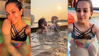 Anita Hassanandani Chilling In Bikini In Pool With Family On Goa Vacation