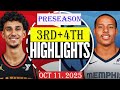 Memphis Grizzlies Vs Atlanta Hawks 3rd 4th Qtr Oct 11 2025 Highlights NBA Preseason