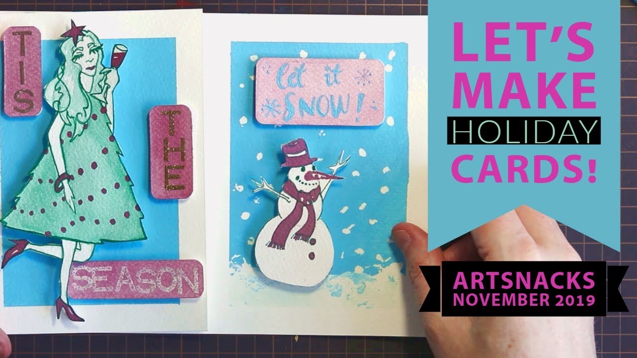 Let's Make Holiday Cards using Limited Supplies! ArtSnacks Unboxing November 2019