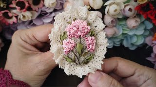 Vintage Lace Ribbon Embroidered Brooch - Ribbon Embroidery Brooch - Easy Embroidery Brooch Tutorial
