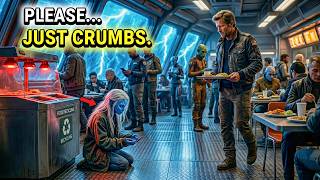 Begging Alien Girl Asked for Crumbs—The Human Captain Sat Down and Shared Dinner with Her Too