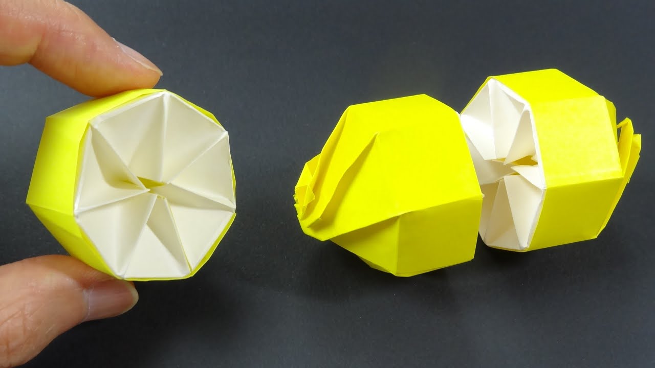 折り紙でつくる立体な半分のレモン Origami Half Cut Lemon Youtube