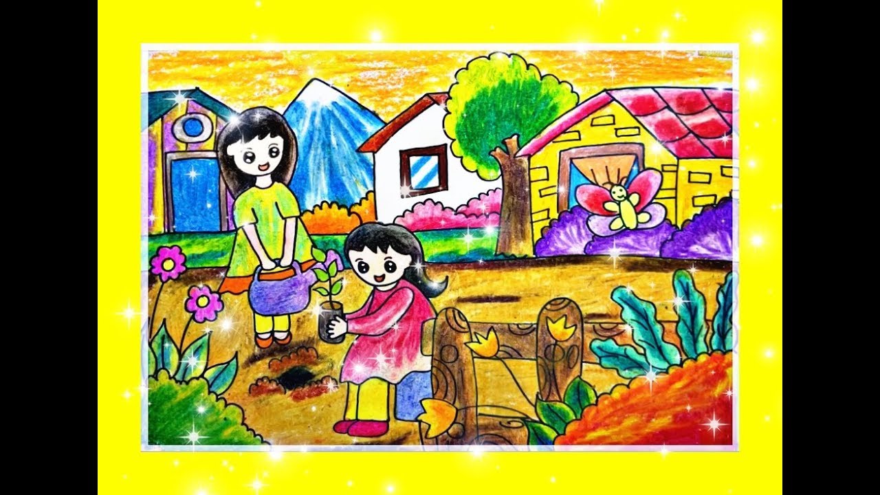 Vẽ tranh bé trồng cây Vẽ tranh bảo vệ môi trường  How to draw a child  planting a tree  YouTube