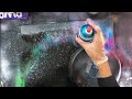 spray paint art EASY MOON&fancy nebula  behind the moon   asmr