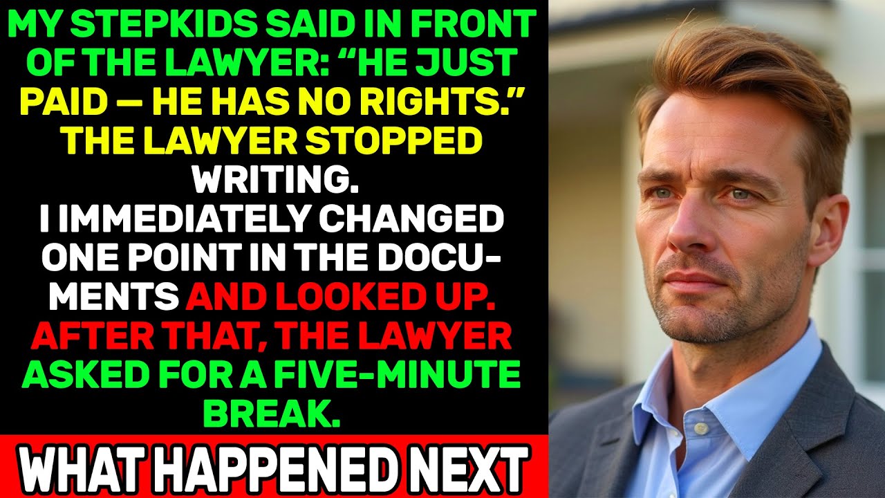MY STEPKIDS SAID IN FRONT OF THE LAWYER: “HE JUST PAID — HE HAS NO RIGHTS.” THE LAWYER STOPPED