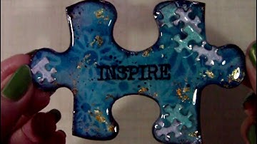 Mixed Media Altered Puzzle Piece - Inspire