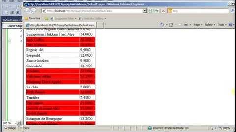 Changing color of gridview rows or cell using JQuery in ASP.Net.