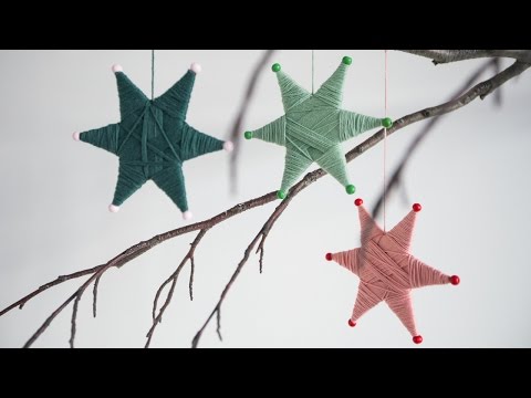 DIY: Yarn-wrapped star ornaments by Søstrene Grene