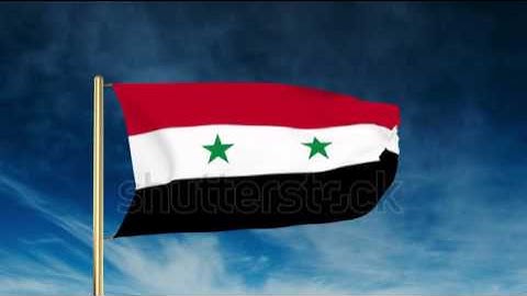 Syria flag slider style. Waving in the wind with cloud background animation Stock video by