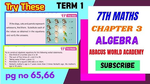 7th maths Term 1,chapter 3 Algebra Try these pg no 65,66 #7thstandardmathsterm1 #AbacusWorldAcademy