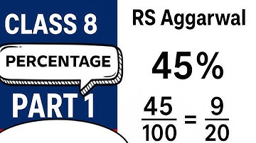 Percentage Class 8 | RS Aggarwal Exercise 9A | Part-1 | Sharique Sir