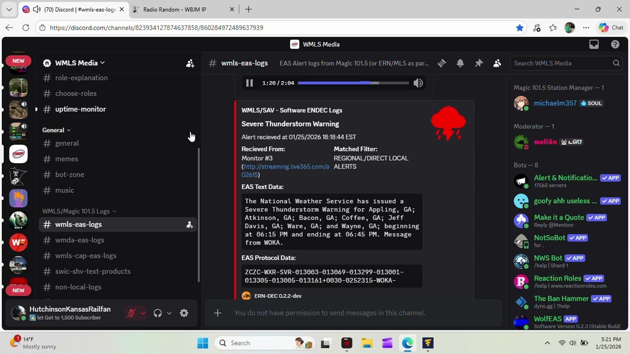 Severe Thunderstorm Warning George WMLS/Magic101.5