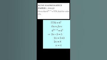 KCSE MATHEMATICS PAPER 1, 2018 #Indices #shorts #maths