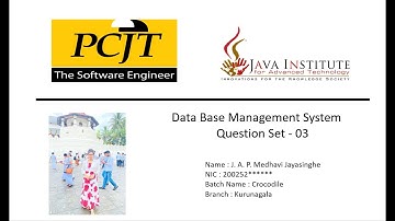 Question Set - 03 | DBMS |  Java Institute  | 1st Year |