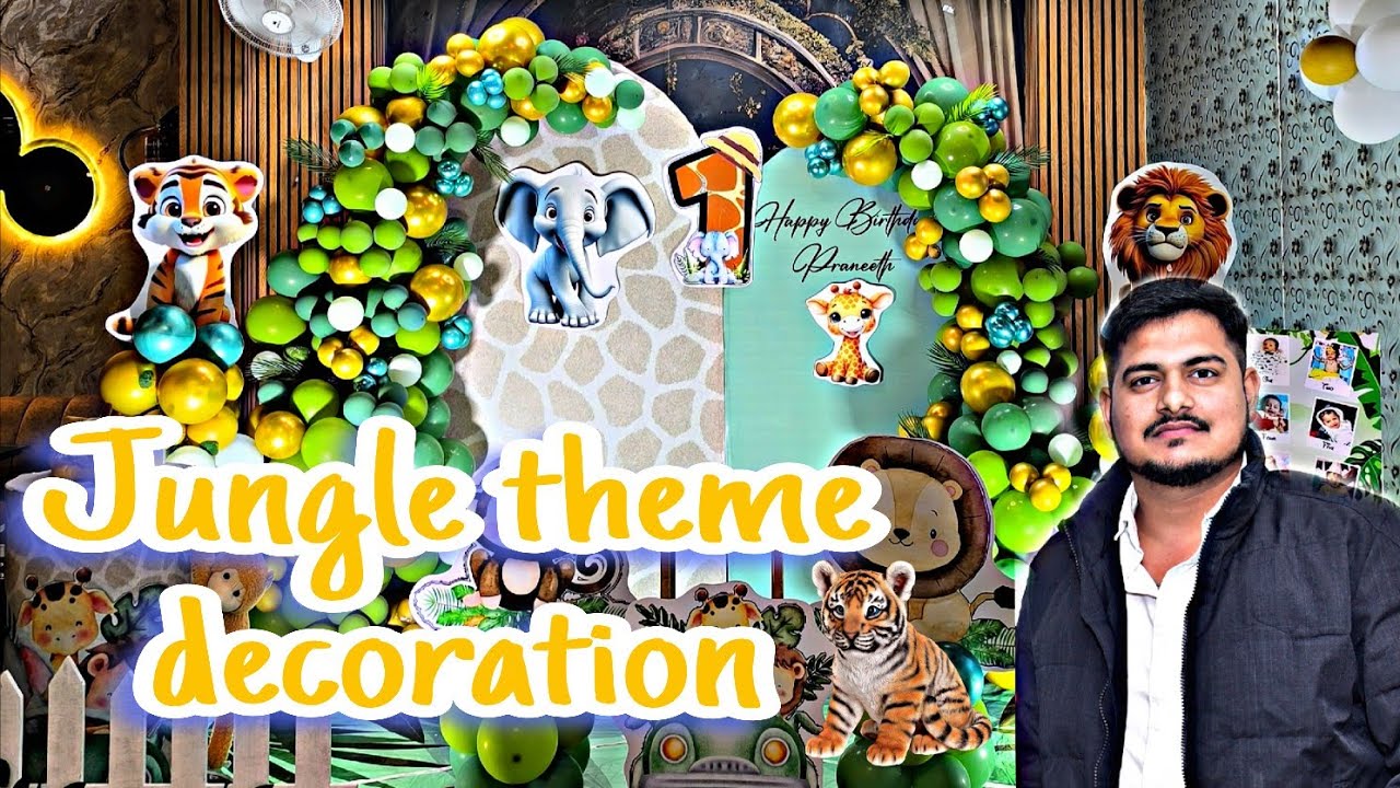 1st birthday party decoration | Jungle theme decoration | Birthday party | Best balloon decoration🎊🥳