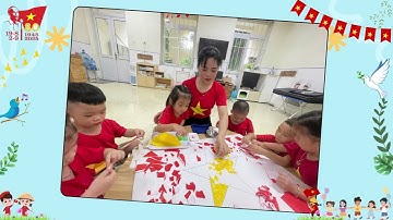 Hoạt động trải nghiệm "Làm lá cờ tổ quốc" của các bé MGN B1 Trường mầm non Dương Quang năm 2025