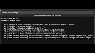 frosty mod manager 1.0.3.1 game crash