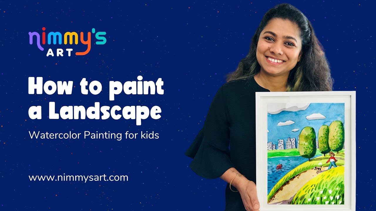 Easy Landscape Watercolor Painting Tutorial for Kids with Nimmy's Art Art for Kids YouTube