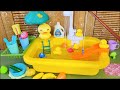 Satisfying with unboxing cute duckie kitchen sink set refrigerator laundry set review  asmr