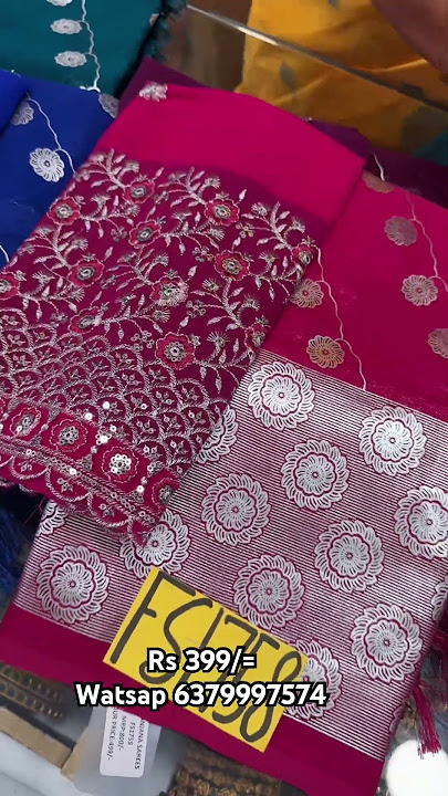 Foil Print Saree With Work Blouse @399/= 9344786629/6379997574